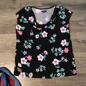 Black Shirt with Flowers (Size 14/16)